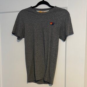 Aviator Nation Heather Gray Short-Sleeve Crew Tee with Small Rainbow Chest Logo